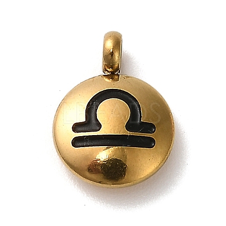 304 Stainless Steel Black Enamel Charms STAS-R009-02G-11-1