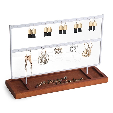 2-Tier Iron Jewelry Display Stands with Wood Trays PW-WG89AAB-02-1
