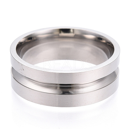 201 Stainless Steel Grooved Finger Ring Settings STAS-WH0039-12E-P-1