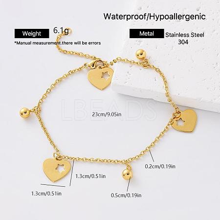 304 Stainless Steel Charm Anklets for Women HT7588-2-1