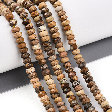 Natural Picture Jasper Beads Strands G-T141-34-1