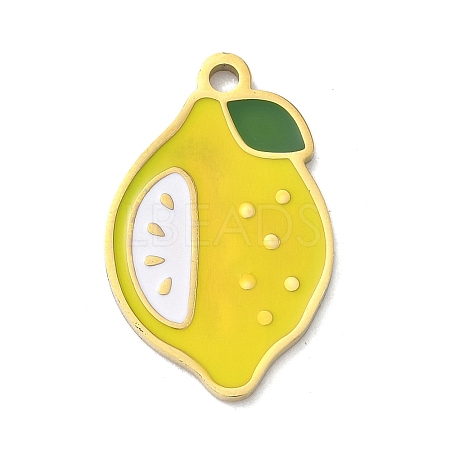 304 Stainless Steel Fruit Enamel Pendants STAS-G362-04G-06-1