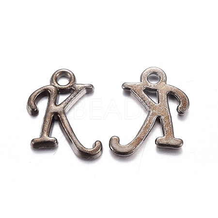 Gunmetal Plated Alloy Letter Pendants PALLOY-J718-01B-K-1