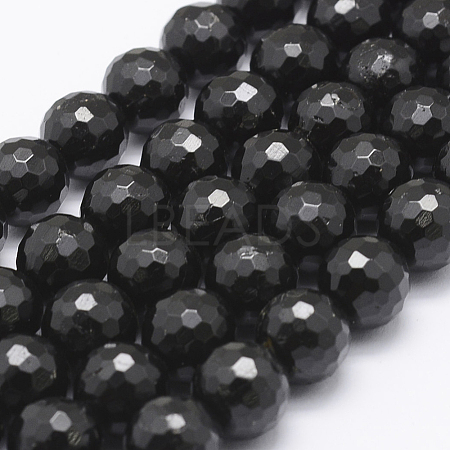 Natural Black Tourmaline Beads Strands G-J373-26-10mm-1