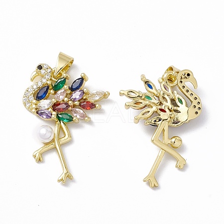 Rack Plating Brass Micro Pave Colorful Cubic Zirconia Charms ZIRC-C041-15G-1