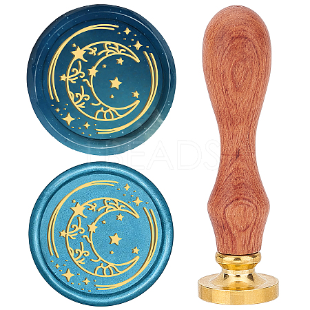 Brass Wax Seal Stamps with Wood Handle AJEW-WH0412-0086-1