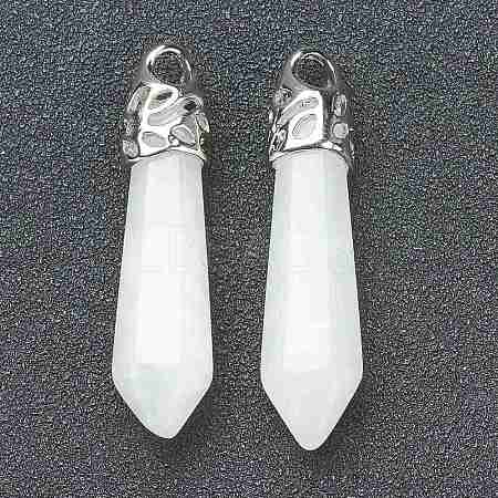 Bullet Natural White Jade Pointed Pendants LS-G-E332-C27-1