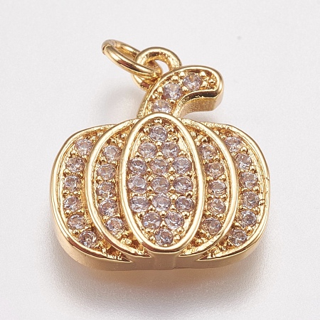 Brass Micro Pave Cubic Zirconia Charms X-ZIRC-E147-38G-1