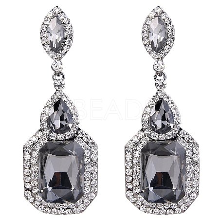 Brass Rhinestone Dangle Stud Earrings FS-WG9D6B6-11-1