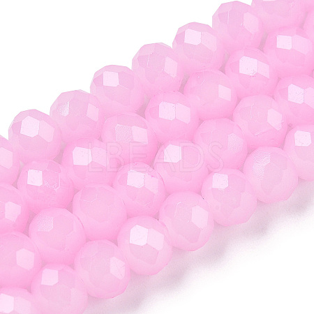 Baking Paint Imitation Jade Glass Bead Strands DGLA-A034-J8MM-A44-1