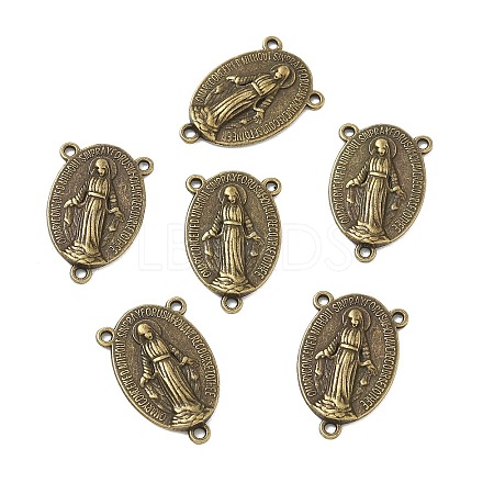 Holy Oval Carved Virgin Mary Tibetan Style Alloy Chandelier Component Links TIBEP-LF0961YKG-AB-FF-1