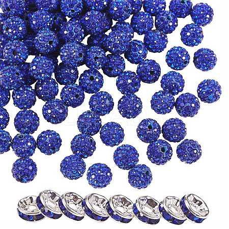 100Pcs Polymer Clay Rhinestone Round Beads RB-SZ0001-03A-1