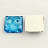 Floral Pattern Glass Flatback Square Cabochons for DIY Projects X-GGLA-S022-15mm-37-2