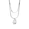 Non-Tarnish 304 Stainless Steel Round Snake & Link Chains Double Layer Necklaces LK2067-2-1