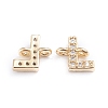 Brass Micro Pave Cubic Zirconia Letter Links ZIRC-I042-16G-L-2