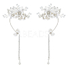 2Pcs 2 Styles Flower Crystal Rhinestone & Plastic Pearl Cuff Earrings EJEW-FH0001-13S-1