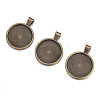 Flat Round Alloy Pendant Cabochon Settings LS-PALLOY-A15654-AB-4