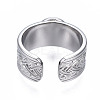 304 Stainless Steel Open Cuff Finger Ring Cabochon Settings STAS-T060-05-M-3