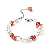 Natural Agate Chip Beaded Bracelet for Girl Women BJEW-TA00019-01-1