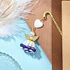 Heart Angel Glass Seed & Plastic Pearl Pendant Bookmark AJEW-MZ00002-03-2