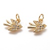 Brass Micro Pave Clear Cubic Zirconia Charms ZIRC-C020-48-4