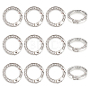 Unicraftale 12pcs Alloy Spring Gate Ring with Rhinestone FIND-UN0003-37P-1