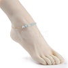 Natural Aquamarine Chips Beaded Anklets Set with 304 Stainless Steel Cable Chains AJEW-AN00481-07-3