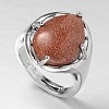 Teardrop Platinum Tone Brass Gemstone Adjustable Wide Band Rings RJEW-L062-02H-1