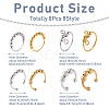 8Pcs 8 Style Brass Rotating Beaded Cuff Rings RJEW-SW0001-01-2