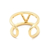 Clear Cubic Zirconia Initial Letter Open Cuff Ring RJEW-A012-01G-V-3