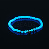 Luminous Acrylic Beaded Stretch Bracelet with Alloy Star LUMI-PW0001-100P-1