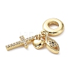 Rack Plating Eco-Friendly Brass Pave Clear Cubic Zirconia European Dangle Charms KK-M256-03G-3