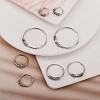 Rhodium Plated 925 Sterling Silver Circle Beaded Huggie Hoop Earrings for Women JE912A-02-3