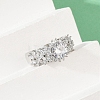 Brass Micro Pave Cubic Zirconia Adjustable Cuff Rings for Women RJEW-C129-04P-3