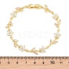 Brass Pave Cubic Zirconia Flower Link Chain Bracelets for Women KK-CBA68DA-14G-11-5