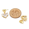 Rack Plating Heart Brass Micro Pave Clear Cubic Zirconia Dangle Stud Earrings EJEW-H147-18G-5