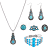 Synthetic Turquoise Pendant Necklace & Bracelet & Earrings Set SJEW-FI0001-15-1