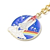 Space Theme Alloy Enamel Flat Round Pendant Keychain KEYC-JKC00390-4