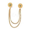 304 Stainless Steel Pave Dyed Synthetic Turquoise Hanging Chain Brooch JEWB-S021-04G-03-2