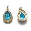 Golden Plated Brass Micro Pave Clear Cubic Zirconia Pendants ZIRC-F123-04B-2