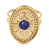 Oval with Sun Natural Lapis Lazuli Finger Rings RJEW-Q822-40G-02-2