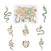 16 Pieces Alloy Snake Charms Pendant Cubic Zirconia Snake Charm Animal Pendant Mixed Color for Jewelry Necklace Earring Making Crafts JX732A-1