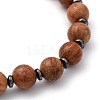 Natural Wood Beaded Stretch Bracelets Sets X-BJEW-JB05464-7