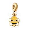 304 Stainless Steel Yellow Enamel European Dangle Charms STAS-D153-12G-1