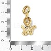 Brass Micro Pave Clear Cubic Zirconia Sea Animals European Dangle Charms KK-Z143-02G-01-3