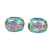 Flower Printed Transparent Acrylic Rondelle Beads TACR-S160-01-B04-2