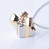 Bowknot Gift Box Brass Cubic Zirconia Pendant Necklaces SJEW-BB66220-A-4