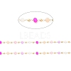Faceted Rondelle Glass & Round 304 Stainless Steel Beaded Chains CHS-G026-01KCG-01-2