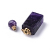 Faceted Natural Amethyst Openable Perfume Bottle Pendants G-P435-C-02G-3