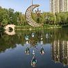 Natural Quartz Crystal Chip & Metal Moon Hanging Suncatchers PW-WG15083-05-1